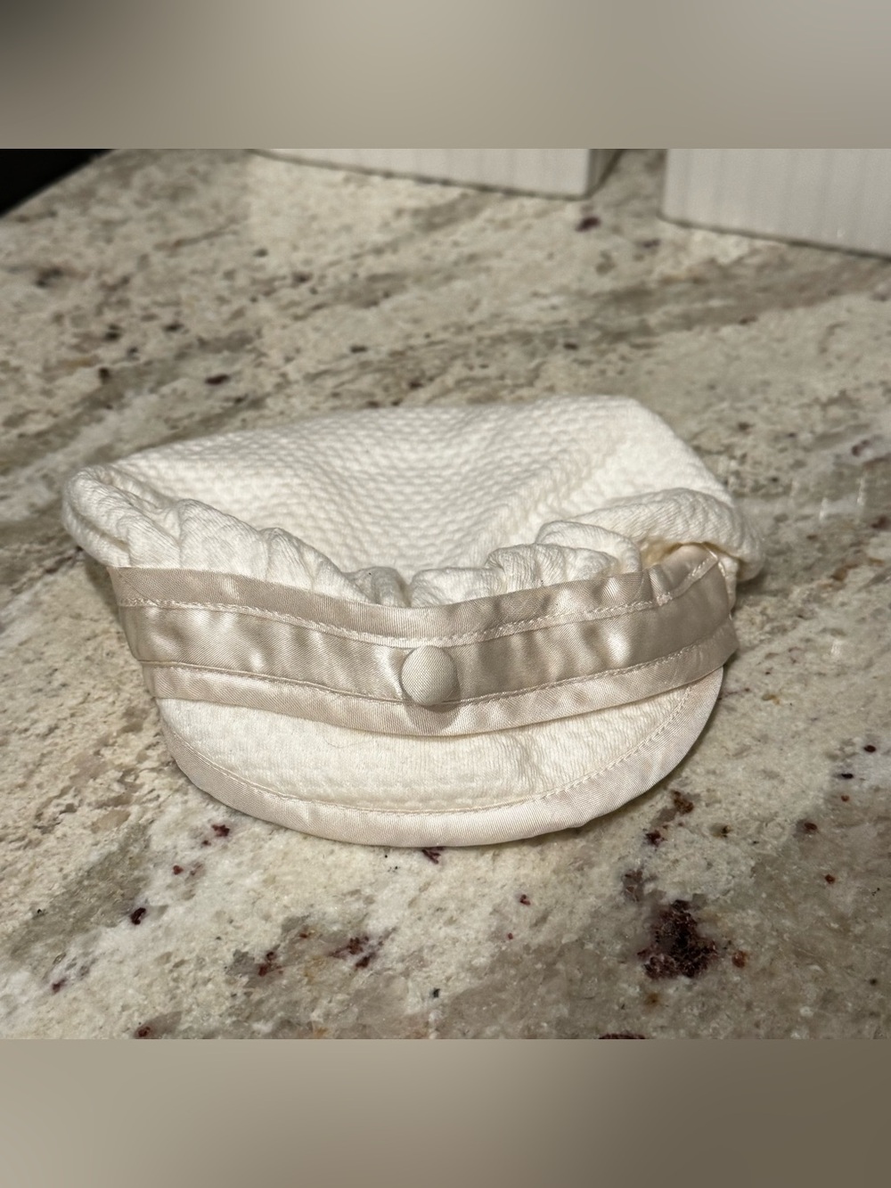 Cream Sailor-Style Kids Hat with Satin Trim